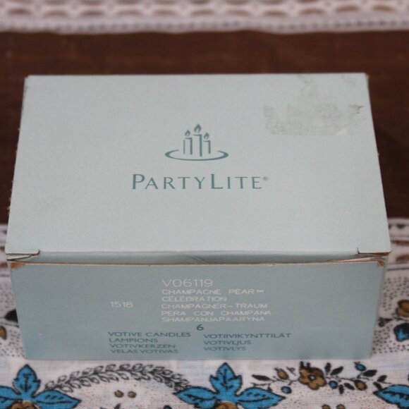 PartyLite Champagne Pear 6 Votive Candles V06119 Fragrant Open Box 1/2 Dozen - Picture 2 of 2